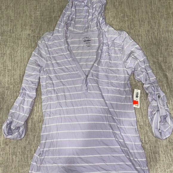 Old Navy Tops - Old Navy  |   Striped Hoodie - Purple and white